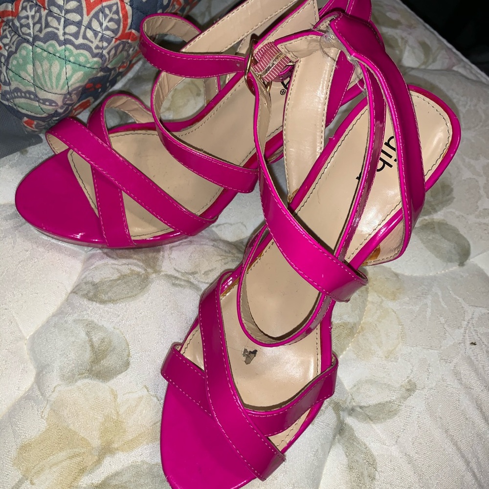 hot pink strappy heels